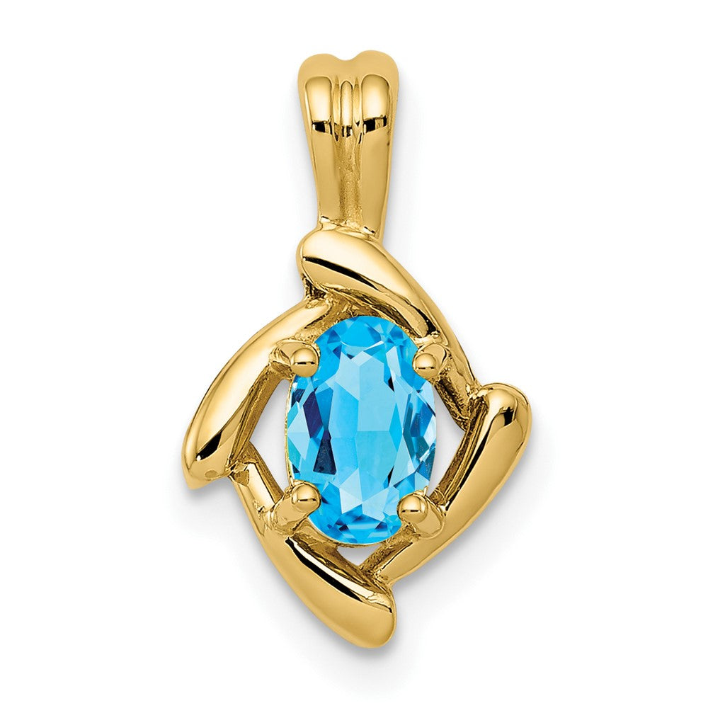 Image of ID 1 14K Yellow Gold 6x4mm Oval Blue Topaz Pendant