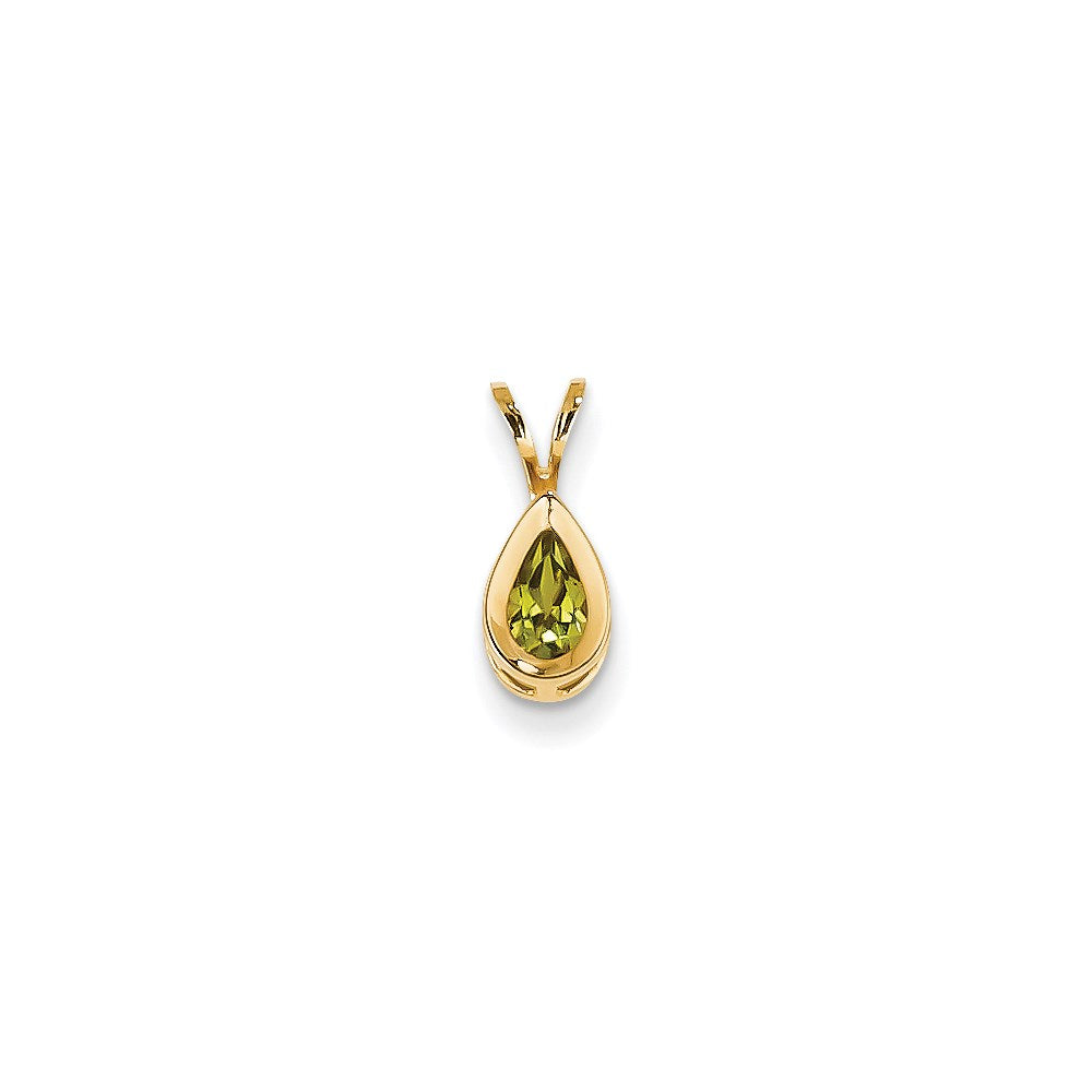 Image of ID 1 14K Yellow Gold 6x4mm Pear Peridot bezel pendant