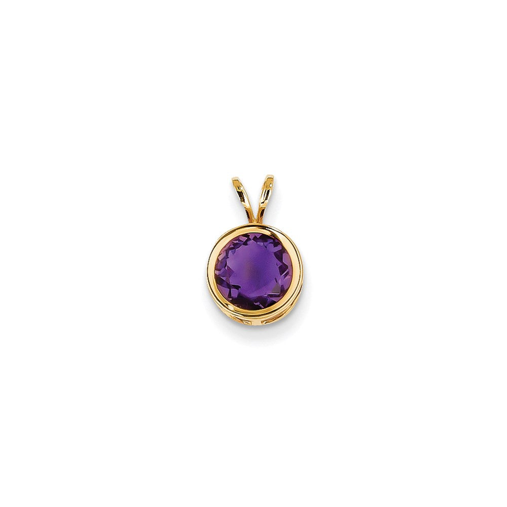 Image of ID 1 14K Yellow Gold 7mm Amethyst bezel pendant