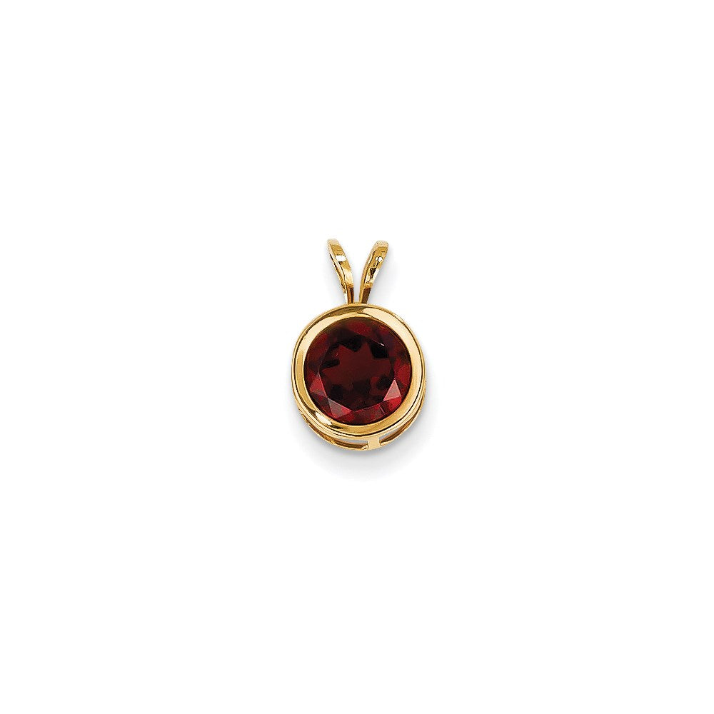 Image of ID 1 14K Yellow Gold 7mm Garnet bezel pendant