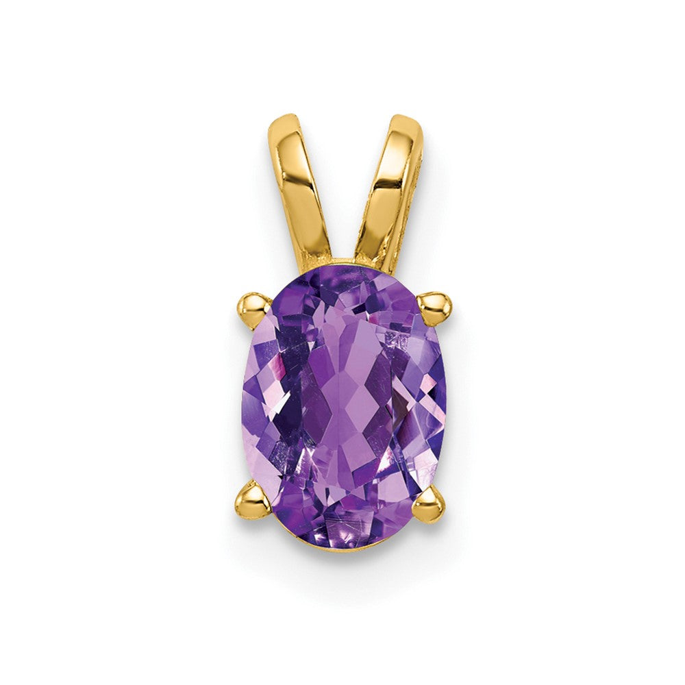 Image of ID 1 14K Yellow Gold 7x5mm Oval Amethyst Checker pendant