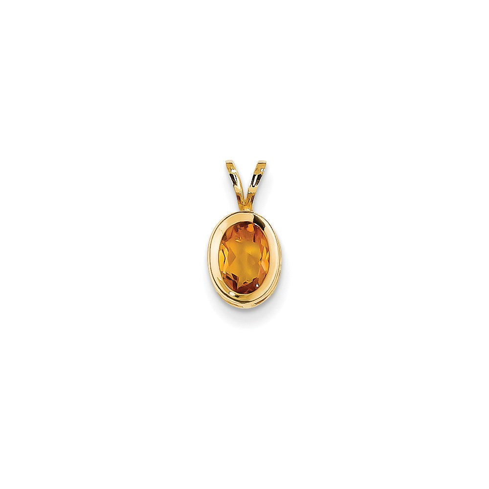 Image of ID 1 14K Yellow Gold 7x5mm Oval Citrine bezel pendant