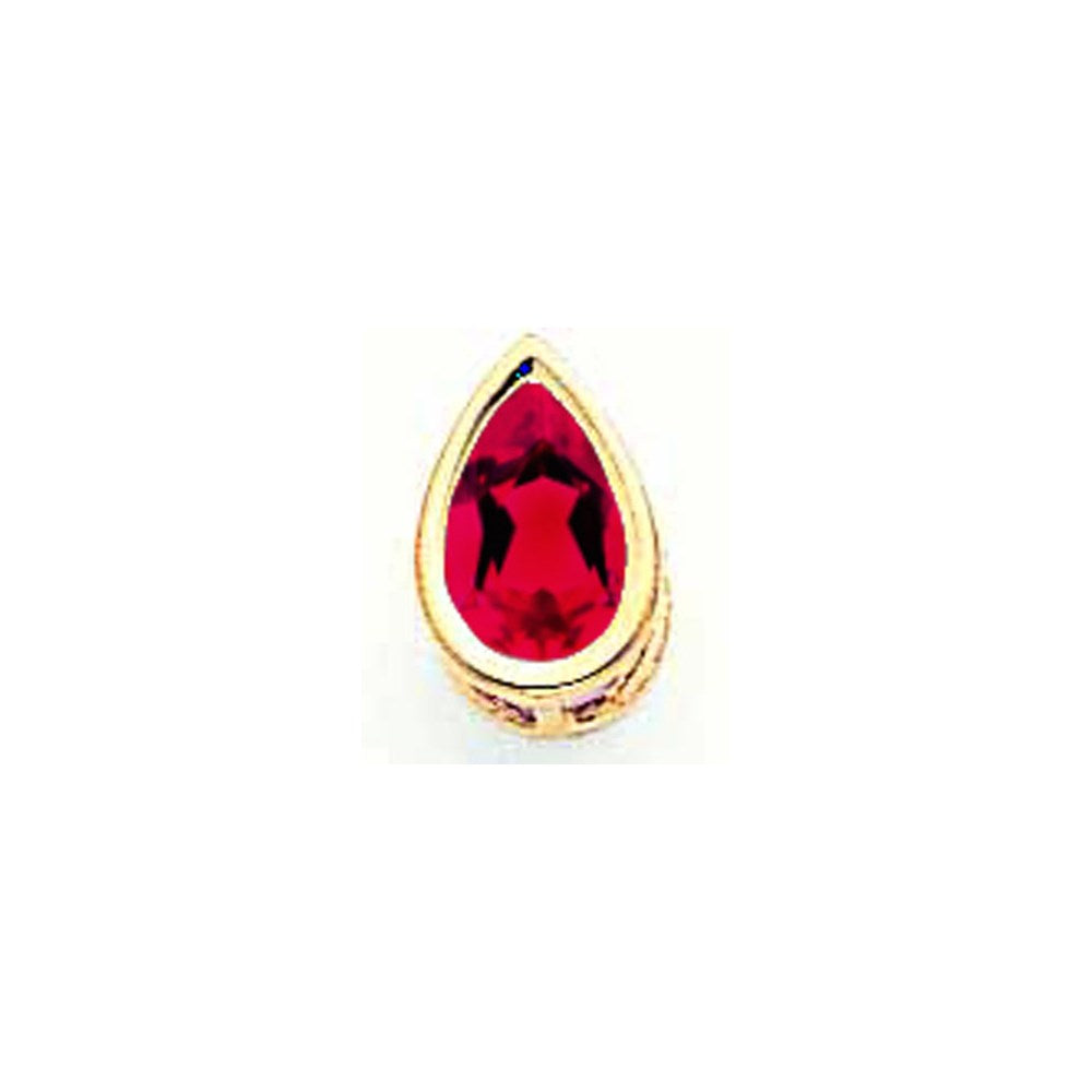 Image of ID 1 14K Yellow Gold 8x5mm Pear Ruby bezel pendant