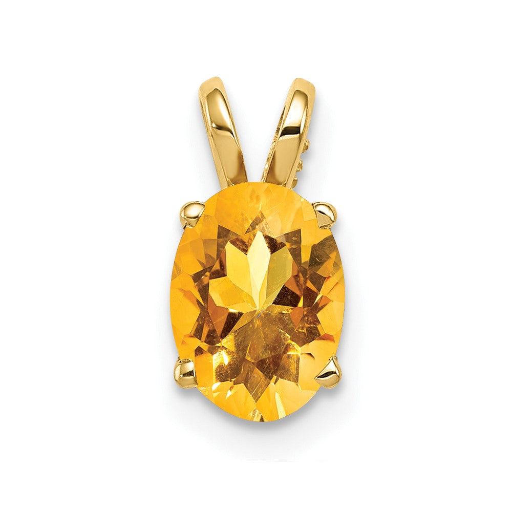 Image of ID 1 14K Yellow Gold 8x6mm Oval Citrine Checker pendant