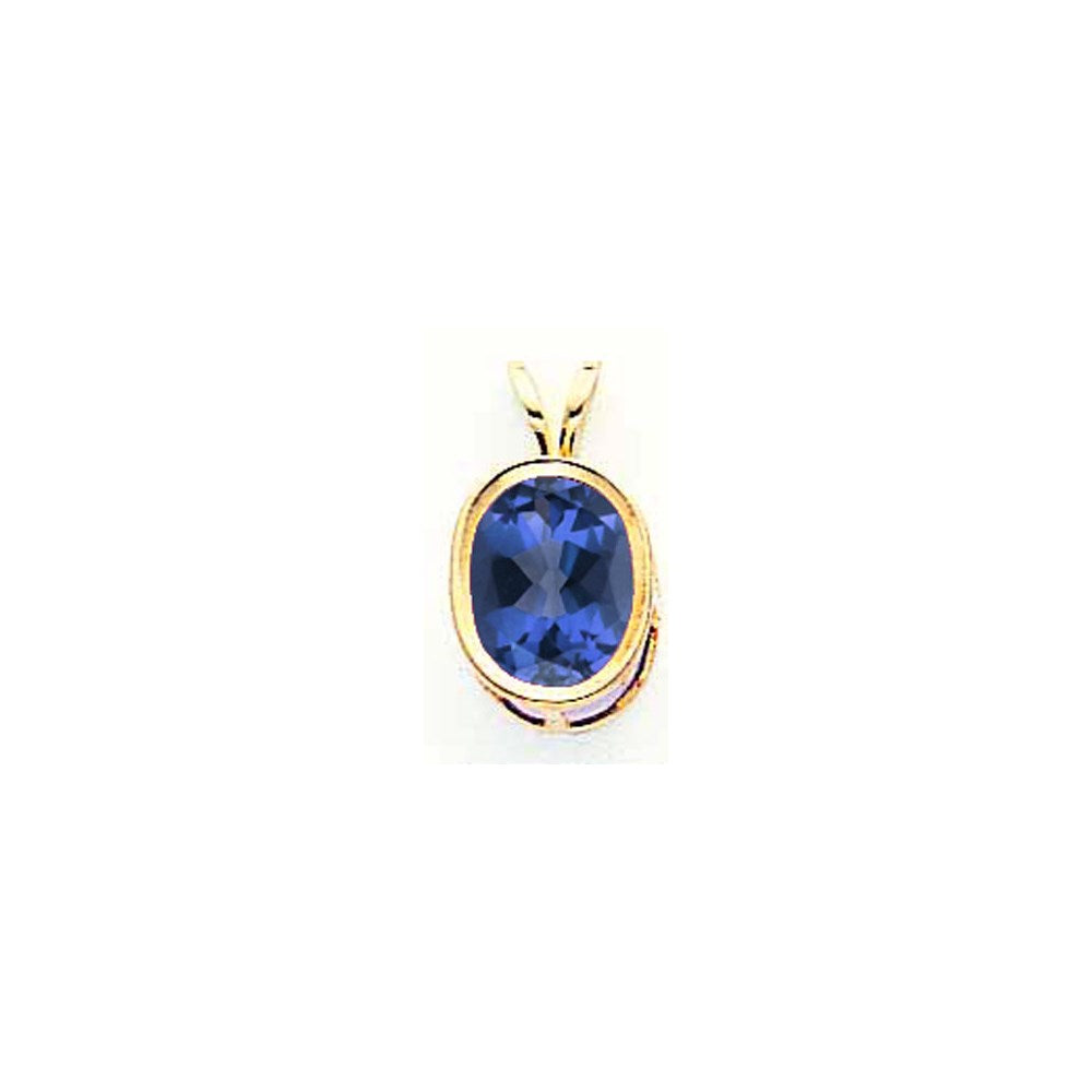 Image of ID 1 14K Yellow Gold 9x7mm Oval Sapphire bezel pendant