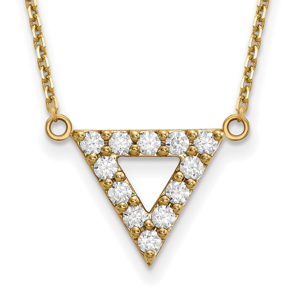 Image of ID 1 14K Yellow Gold A Quality Real Diamond 13mm Triangle Necklace