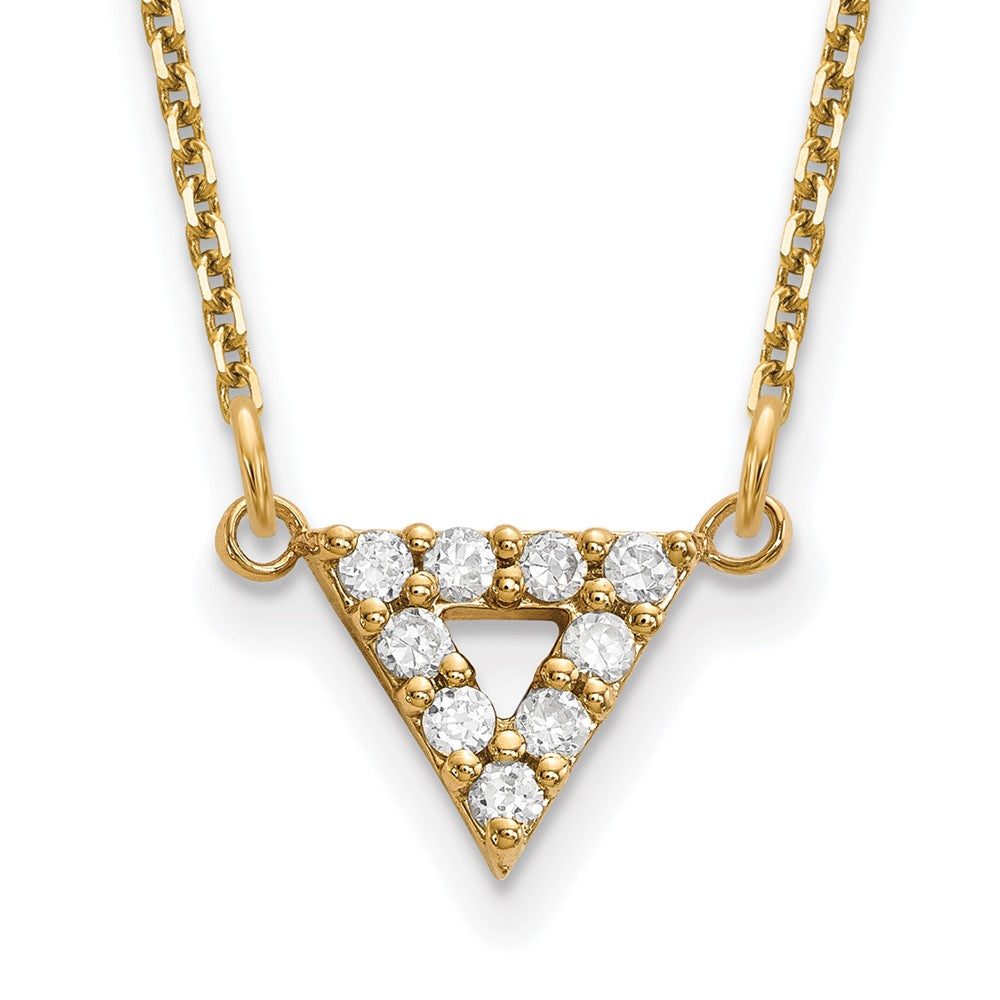 Image of ID 1 14K Yellow Gold A Quality Real Diamond 9mm Triangle Necklace