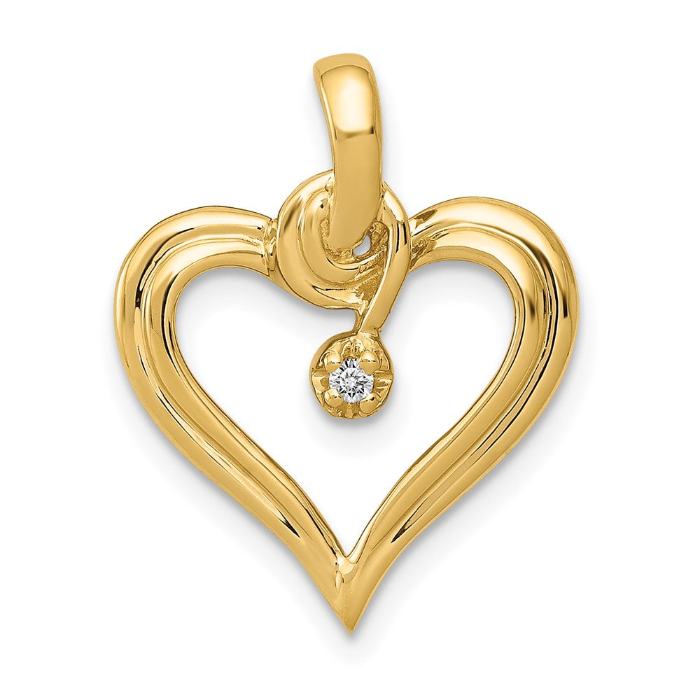Image of ID 1 14K Yellow Gold AA 01ct Real Diamond Heart Pendant