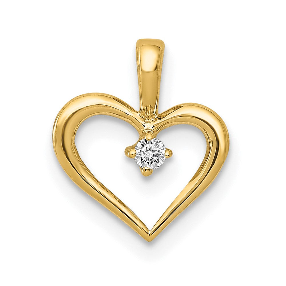Image of ID 1 14K Yellow Gold AA 02ct Real Diamond Heart Pendant