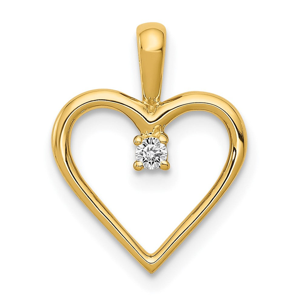 Image of ID 1 14K Yellow Gold AA 03ct Real Diamond Heart Pendant