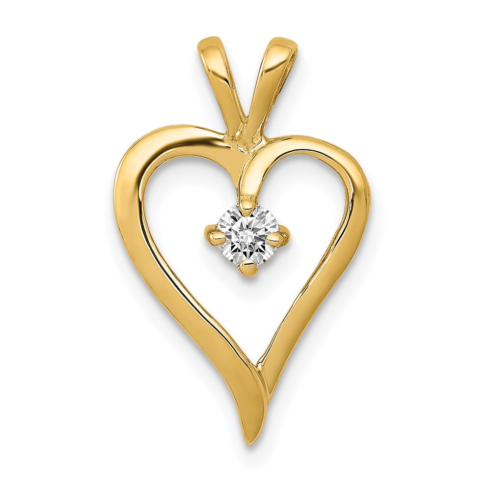 Image of ID 1 14K Yellow Gold AA 1/10ct Real Diamond Heart Pendant