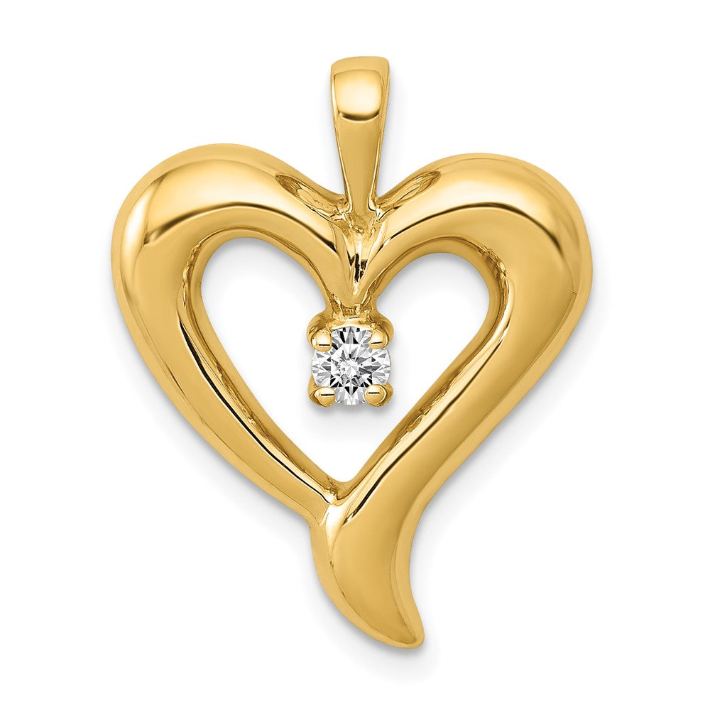 Image of ID 1 14K Yellow Gold AA Real Diamond Heart Pendant