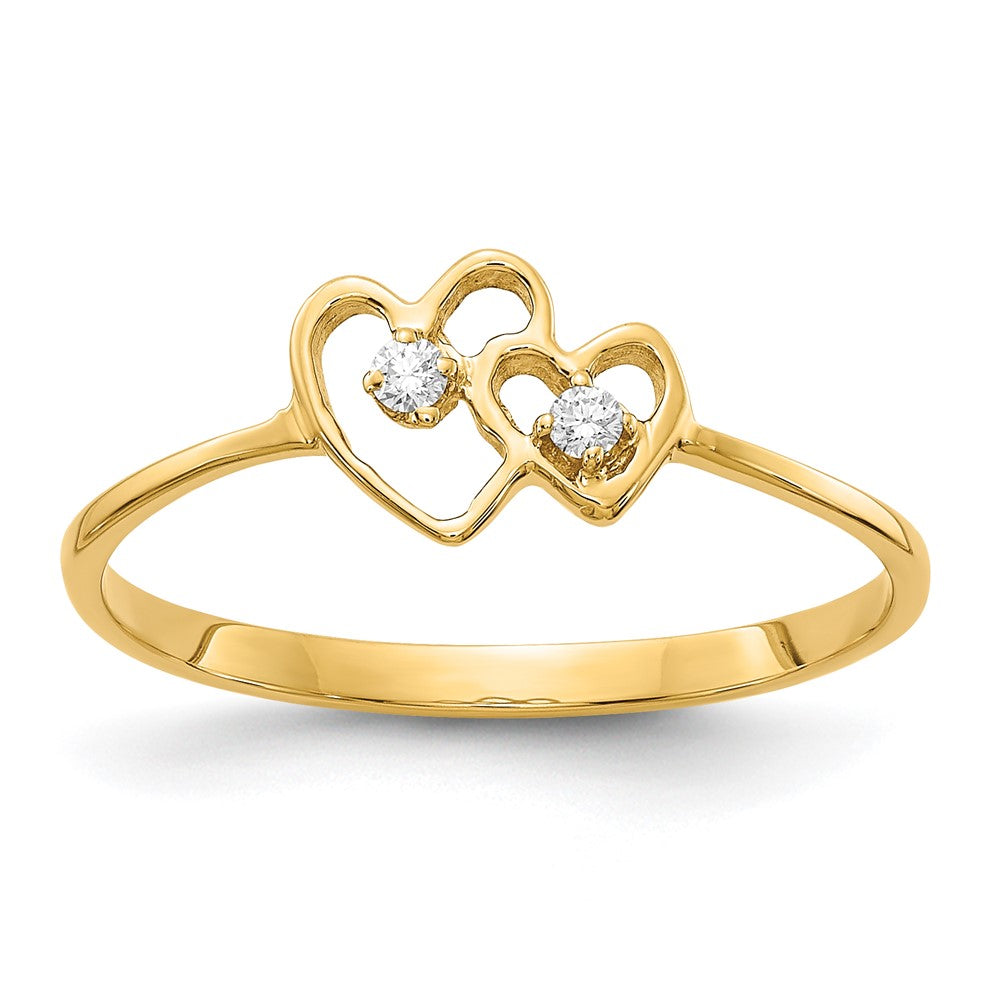 Image of ID 1 14K Yellow Gold AAA Real Diamond heart ring