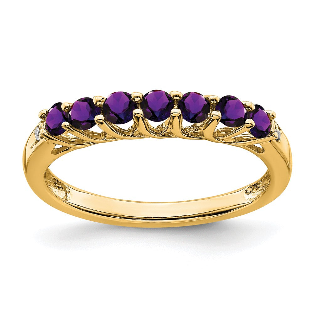 Image of ID 1 14K Yellow Gold Amethyst and Real Diamond 7-stone Ring