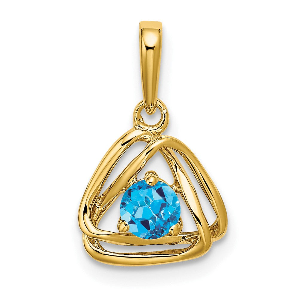 Image of ID 1 14K Yellow Gold Blue Topaz Triangle Pendant