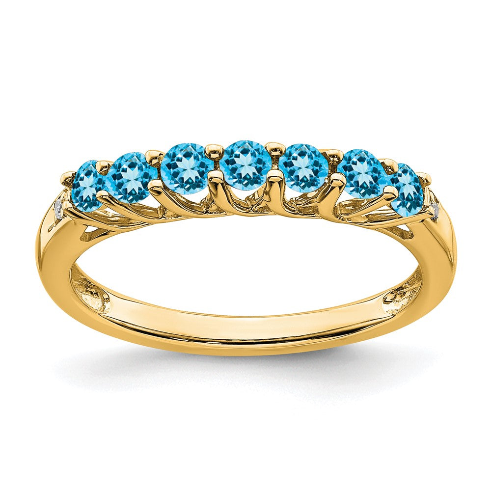 Image of ID 1 14K Yellow Gold Blue Topaz and Real Diamond 7-stone Ring