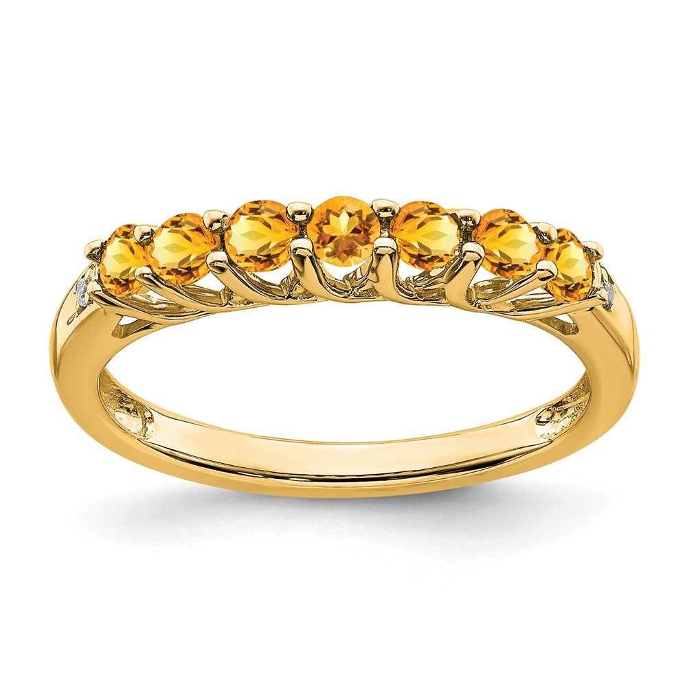 Image of ID 1 14K Yellow Gold Citrine and Real Diamond 7-stone Ring