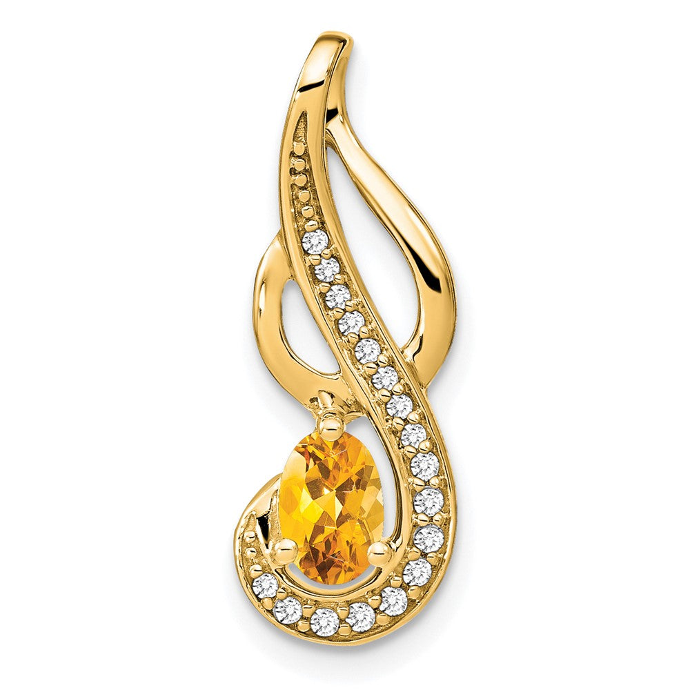 Image of ID 1 14K Yellow Gold Citrine and Real Diamond Swirl Pendant