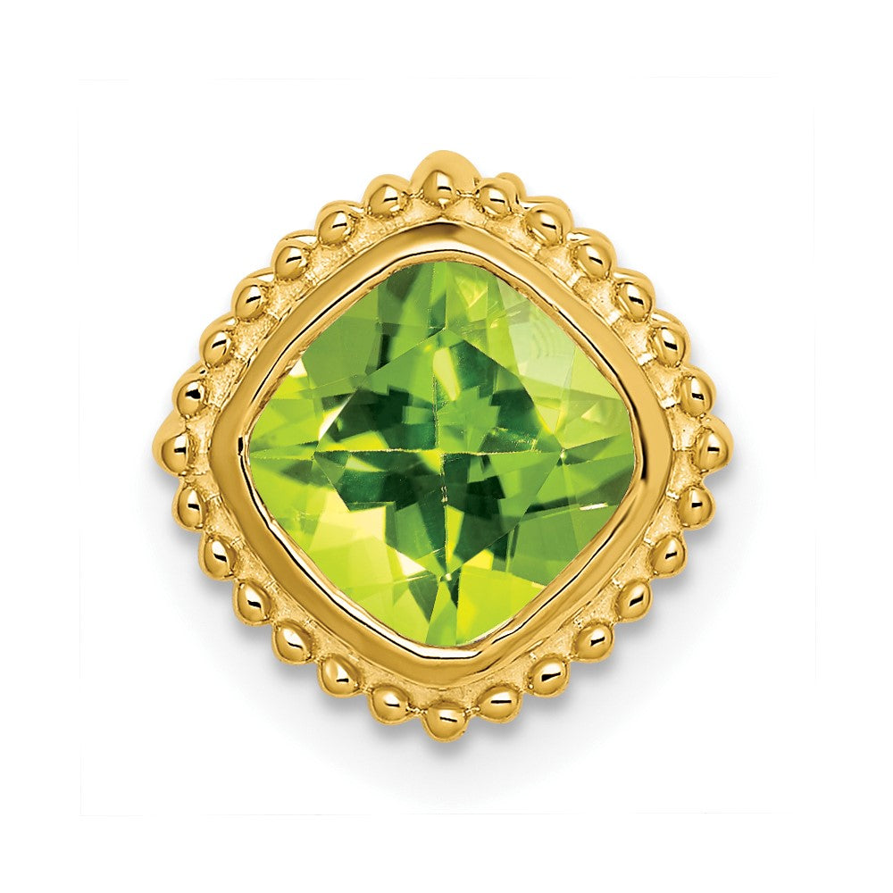 Image of ID 1 14K Yellow Gold Cushion Peridot Chain Slide