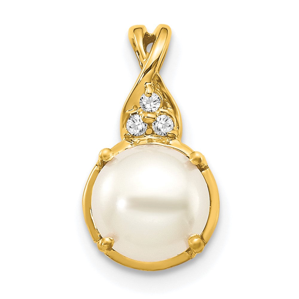 Image of ID 1 14K Yellow Gold FWC Pearl and Real Diamond Pendant