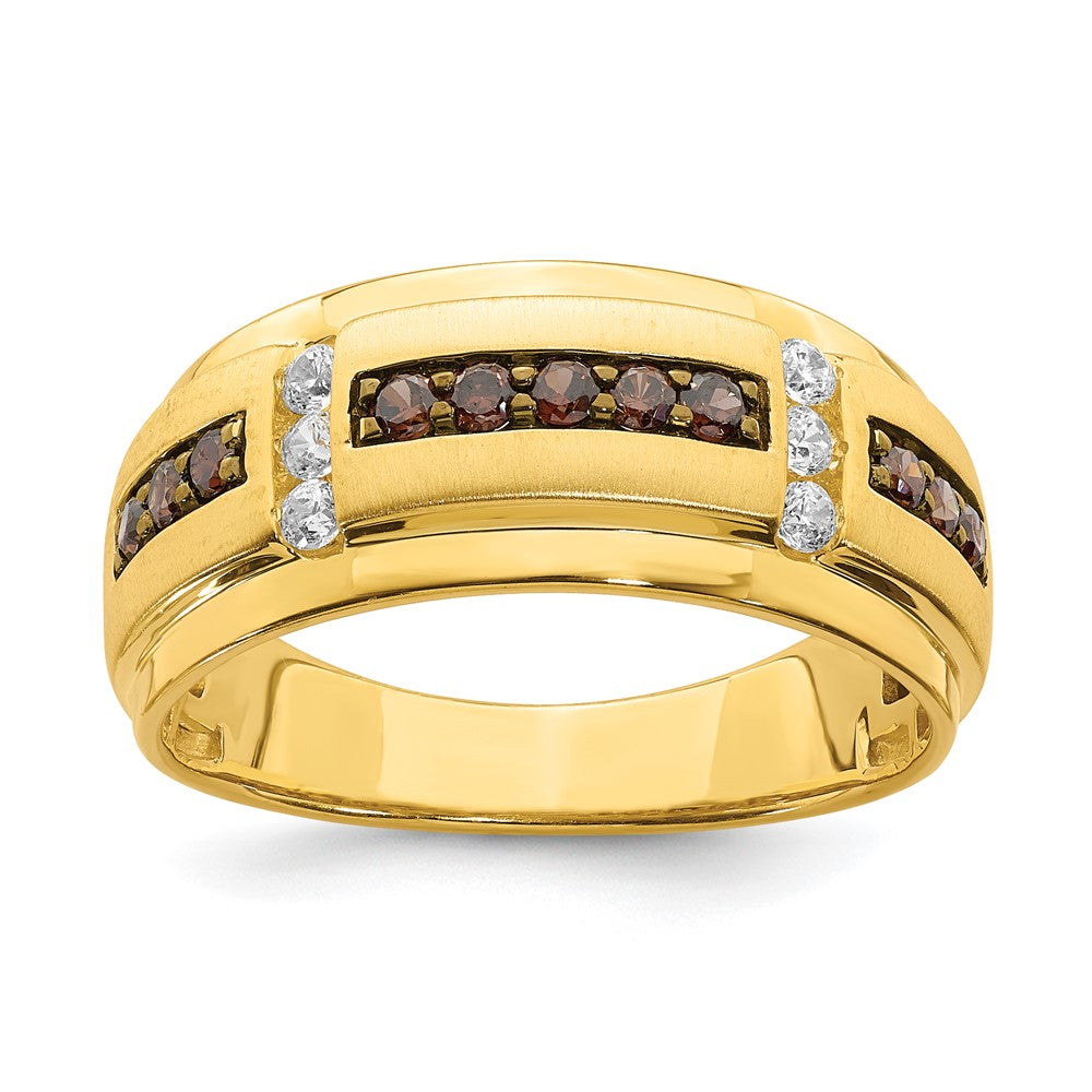 Image of ID 1 14K Yellow Gold Men's Brown and White Real Diamond Bridal Band