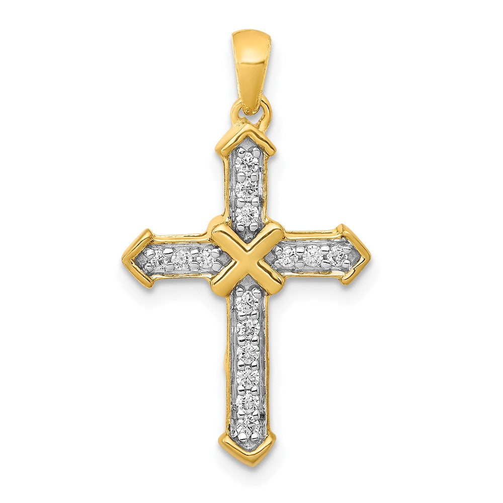 Image of ID 1 14K Yellow Gold Passion Real Diamond Cross Pendant