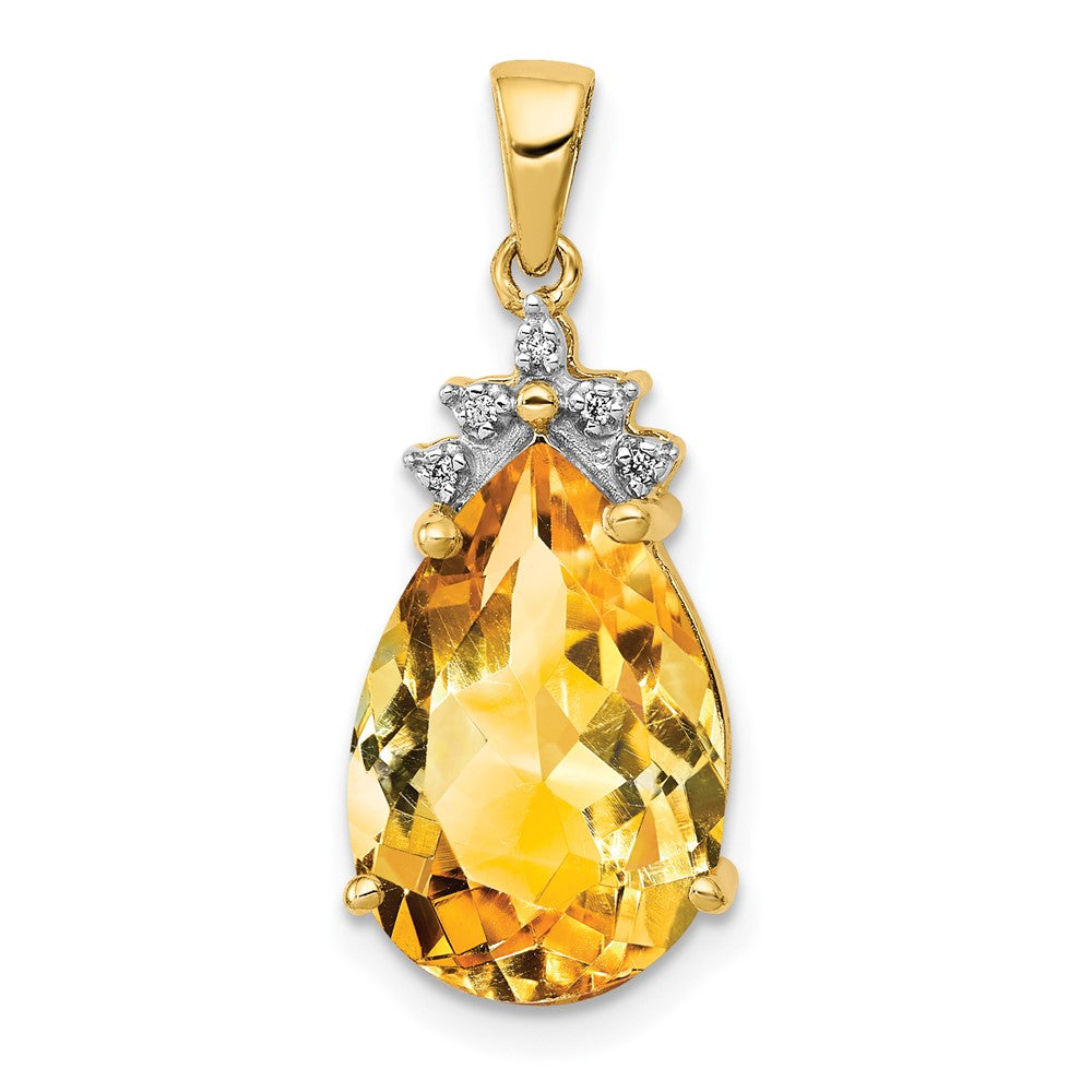 Image of ID 1 14K Yellow Gold Pear Citrine & Real Diamond Pendant