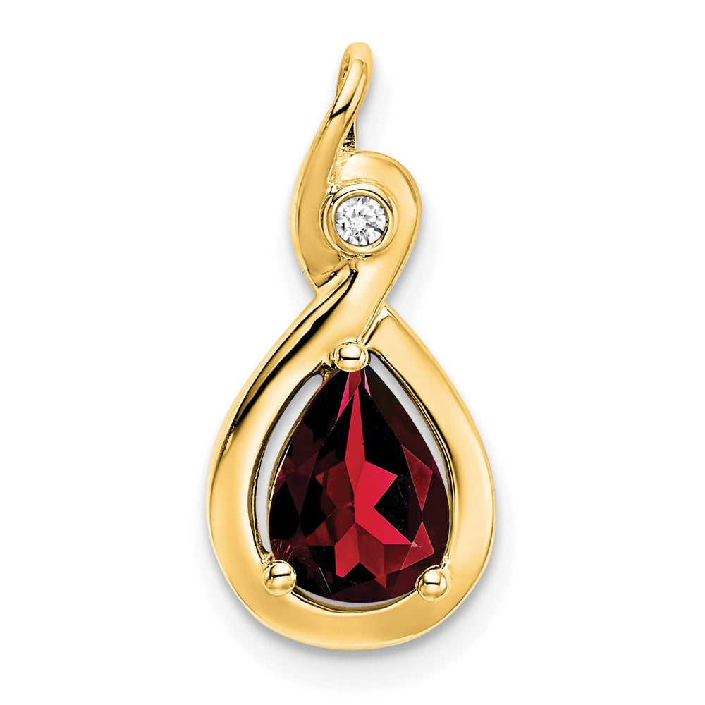 Image of ID 1 14K Yellow Gold Pear Garnet and Real Diamond Pendant