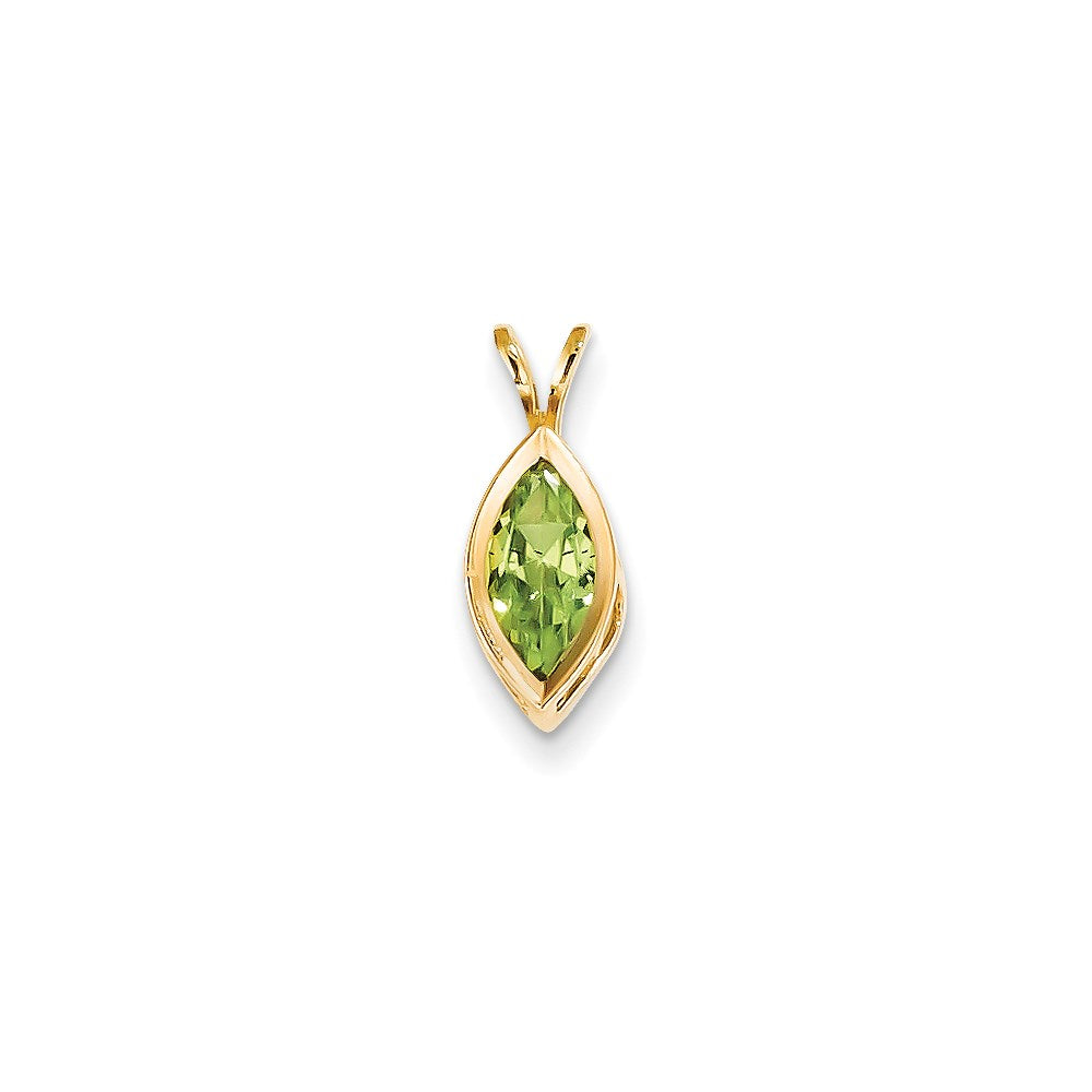 Image of ID 1 14K Yellow Gold Peridot Real Diamond bezel pendant