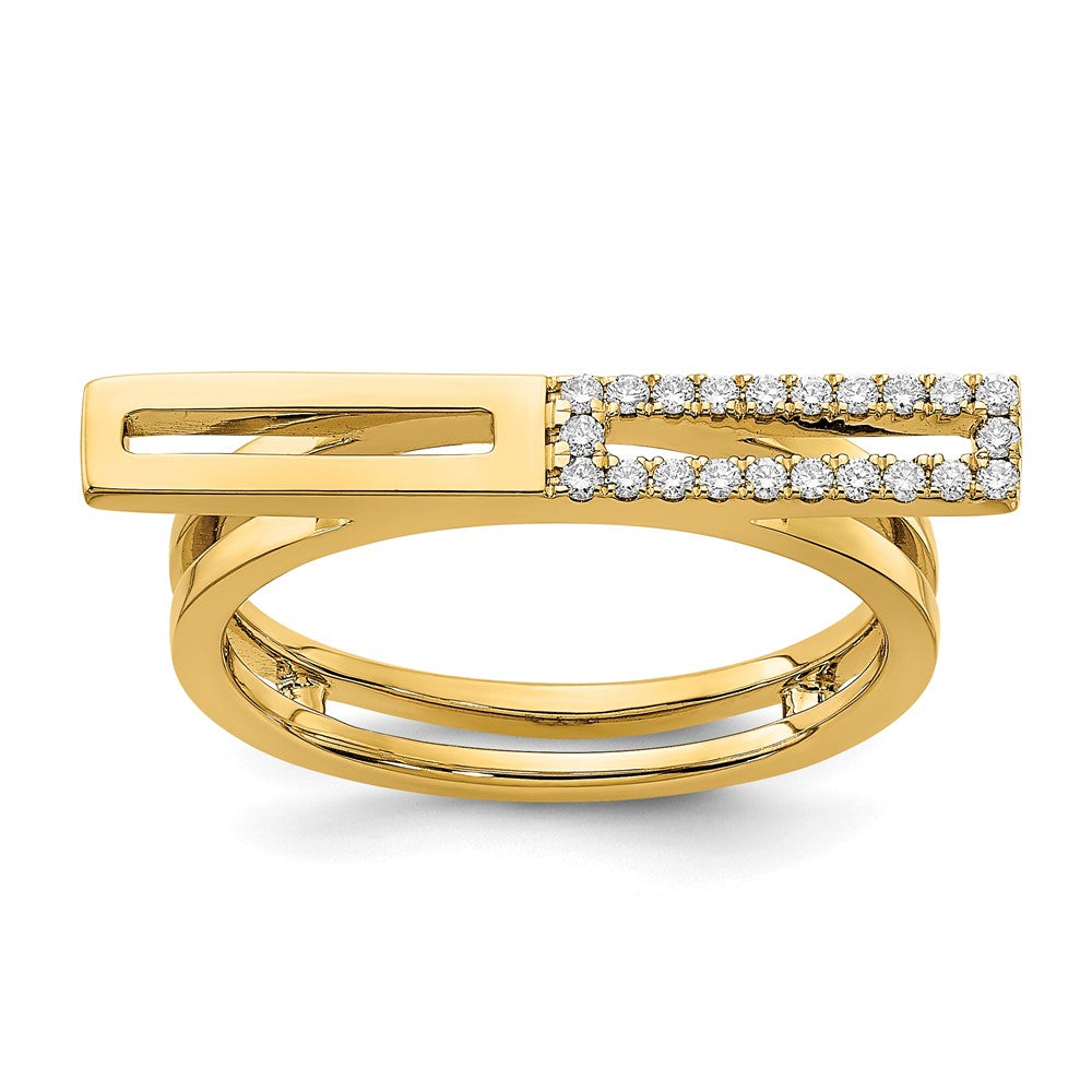Image of ID 1 14K Yellow Gold Polished 2 Rectangles Real Diamond Bar Ring