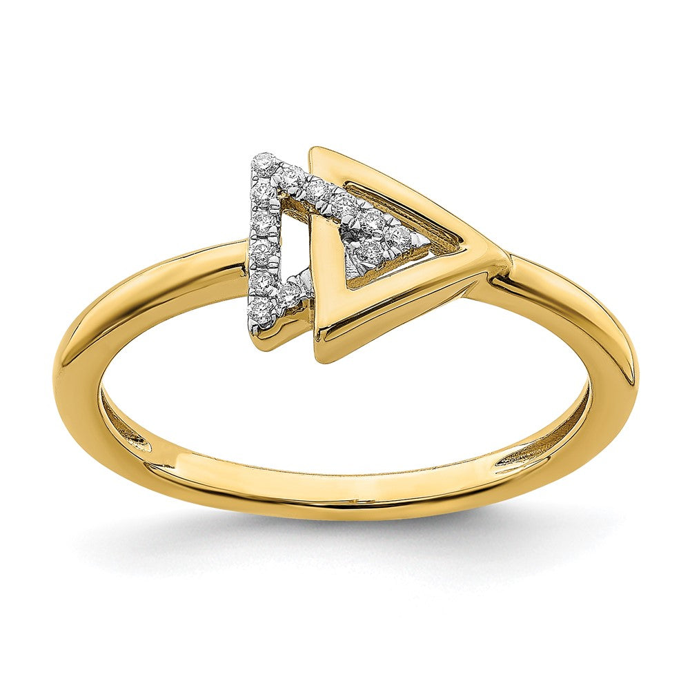 Image of ID 1 14K Yellow Gold Polished Double Triangle Real Diamond Ring