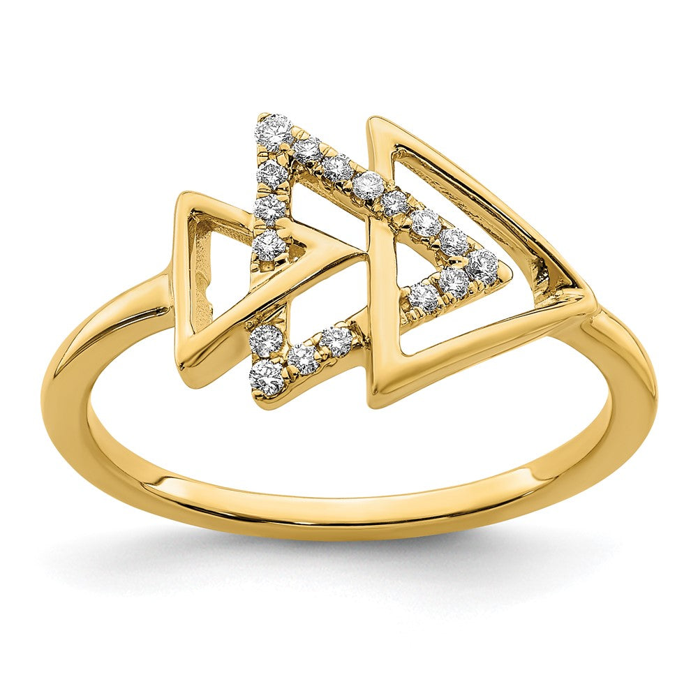 Image of ID 1 14K Yellow Gold Polished Triple Triangle Real Diamond Ring