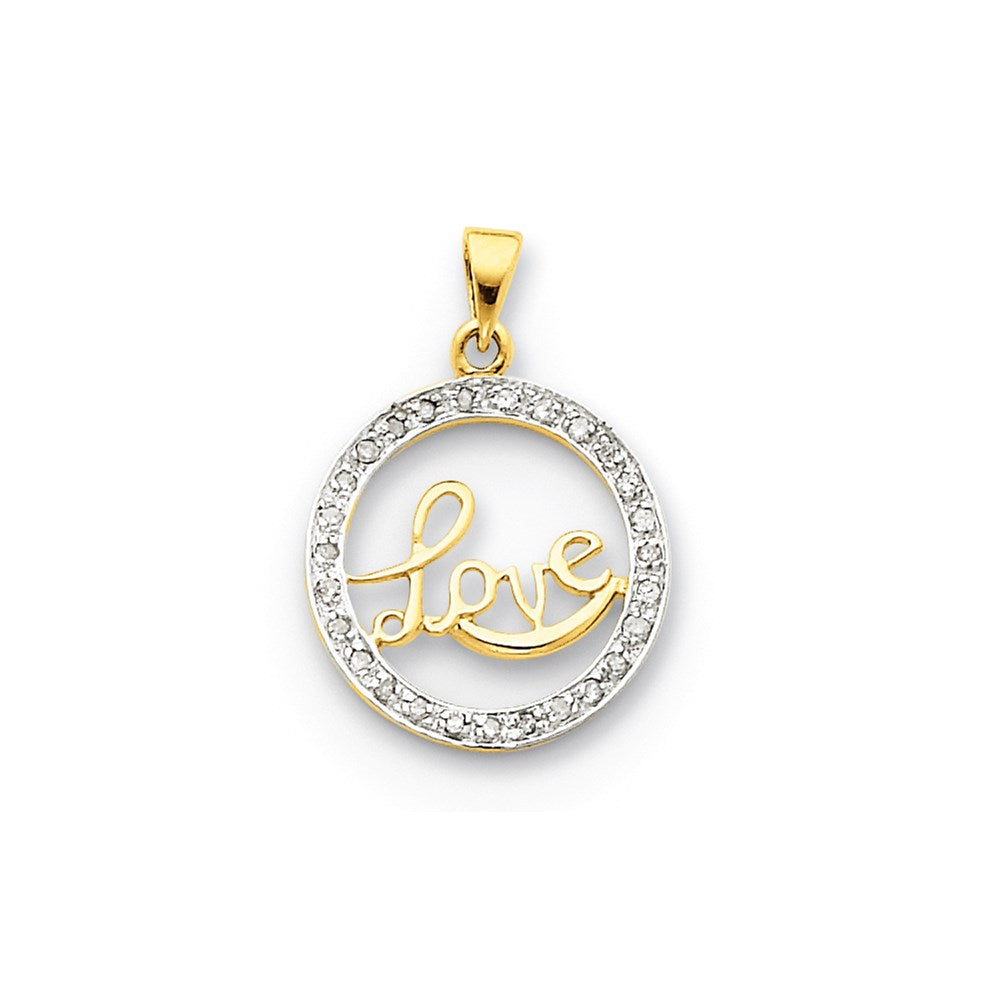 Image of ID 1 14K Yellow Gold Real Diamond Circle Love Pendant