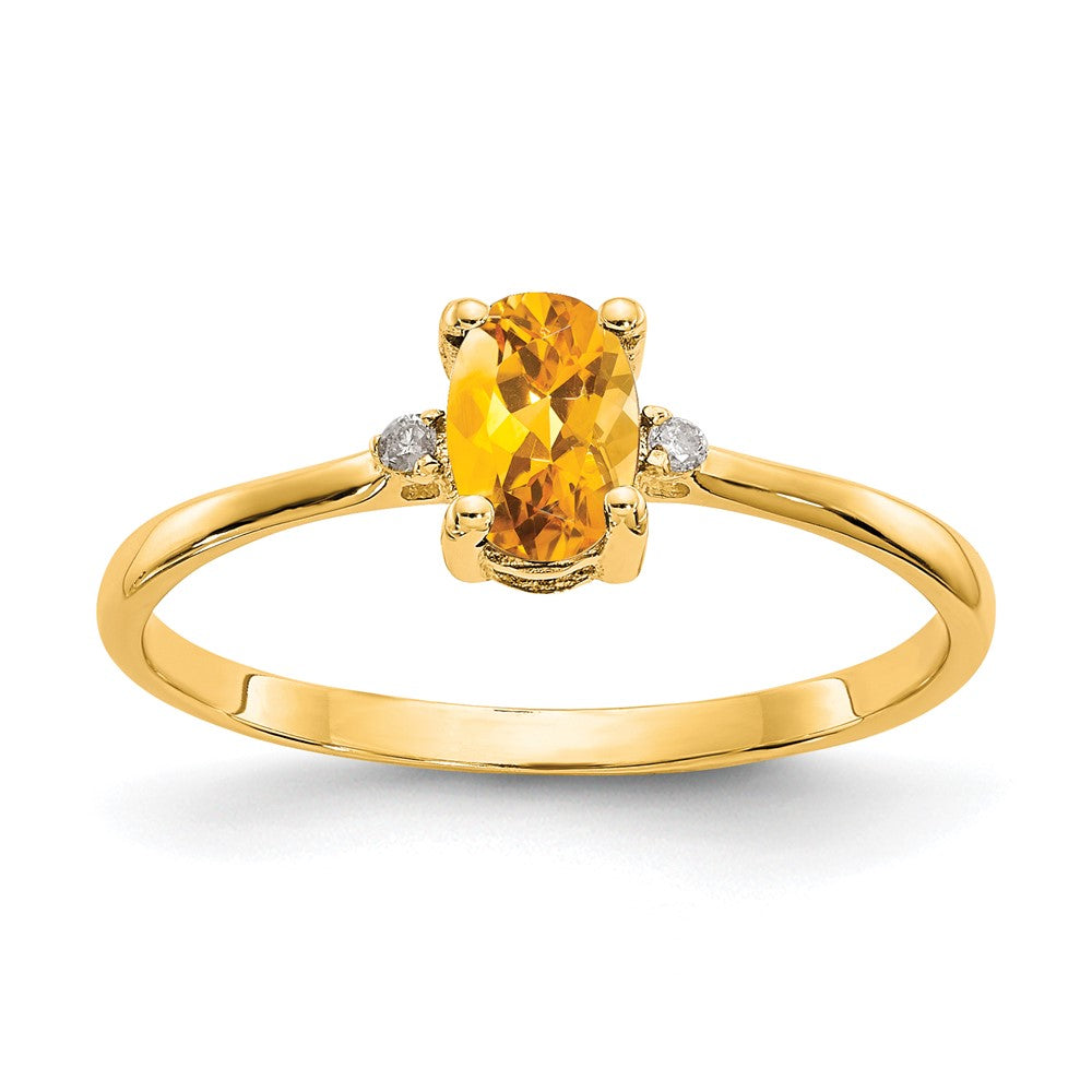 Image of ID 1 14K Yellow Gold Real Diamond & Citrine Birthstone Ring