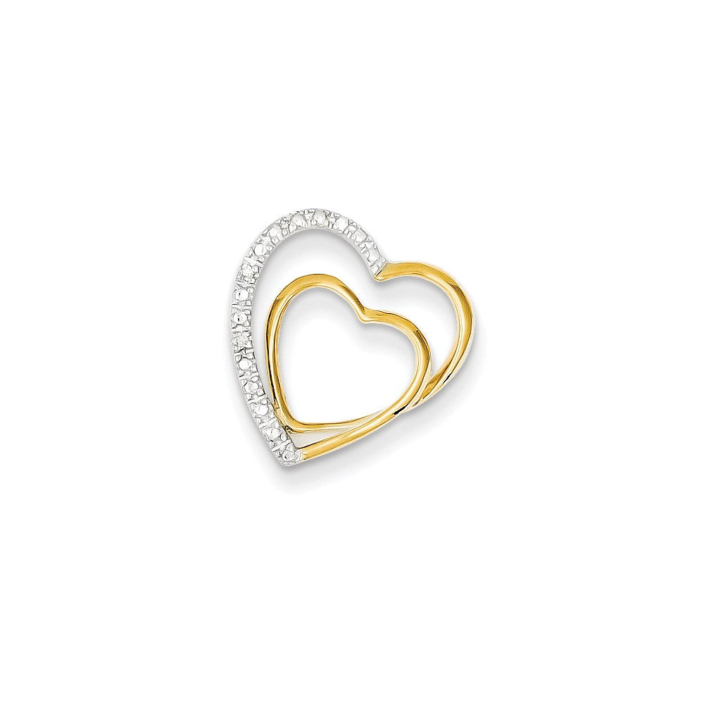 Image of ID 1 14K Yellow Gold Real Diamond Double Heart Slide Pendant