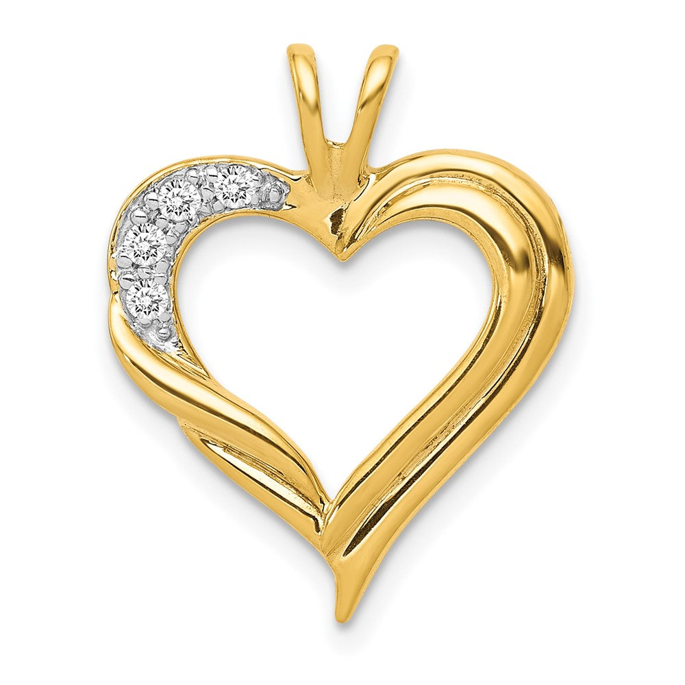 Image of ID 1 14K Yellow Gold Real Diamond Fancy Heart Pendant