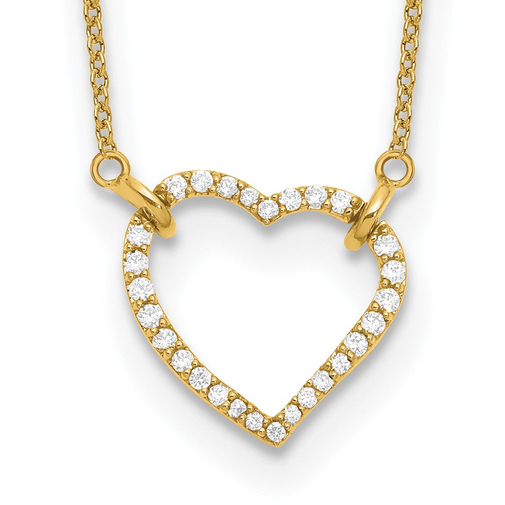 Image of ID 1 14K Yellow Gold Real Diamond Heart Pendant Necklace