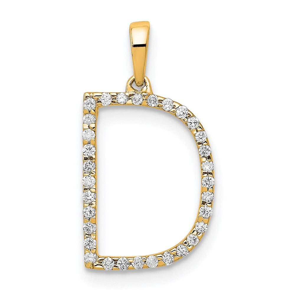 Image of ID 1 14K Yellow Gold Real Diamond Letter D Initial Pendant