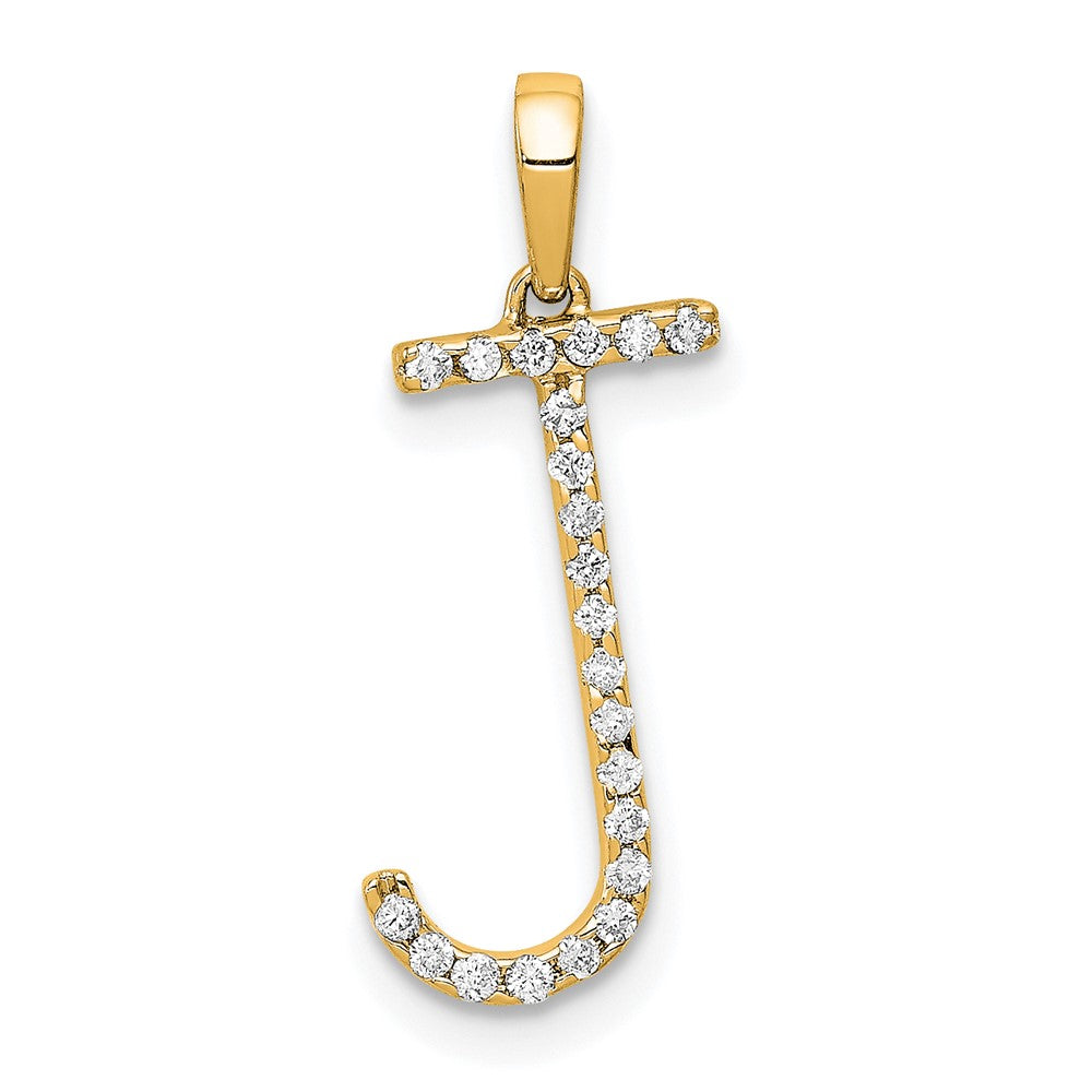 Image of ID 1 14K Yellow Gold Real Diamond Letter J Initial Pendant