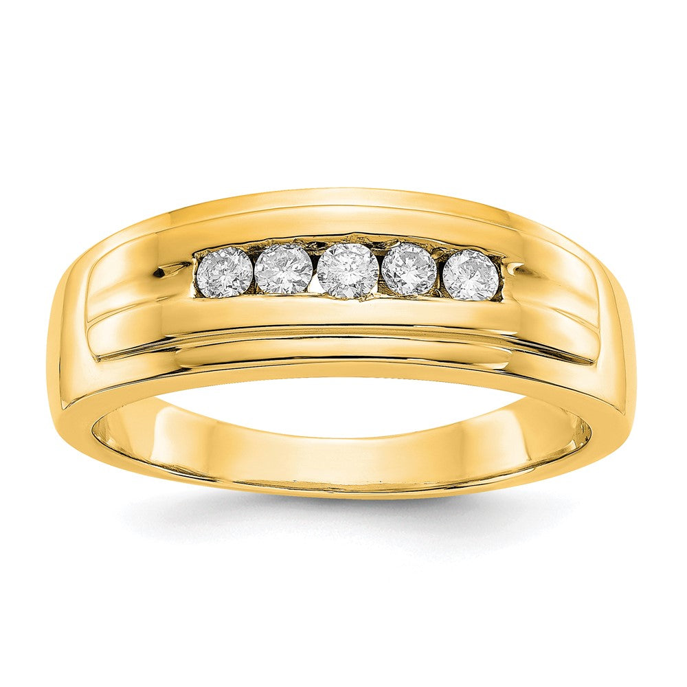 Image of ID 1 14K Yellow Gold Real Diamond Mens 5-stone Ring