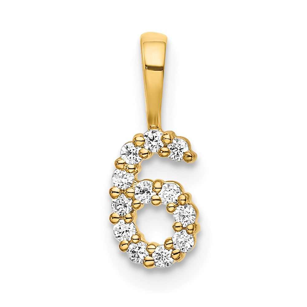 Image of ID 1 14K Yellow Gold Real Diamond Number 6 Pendant