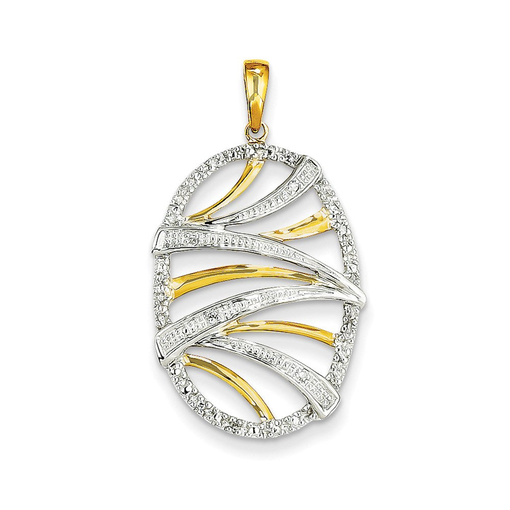 Image of ID 1 14K Yellow Gold Real Diamond Oval Swirl Pendant