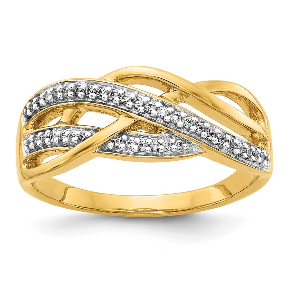 Image of ID 1 14K Yellow Gold Real Diamond Woven Ring