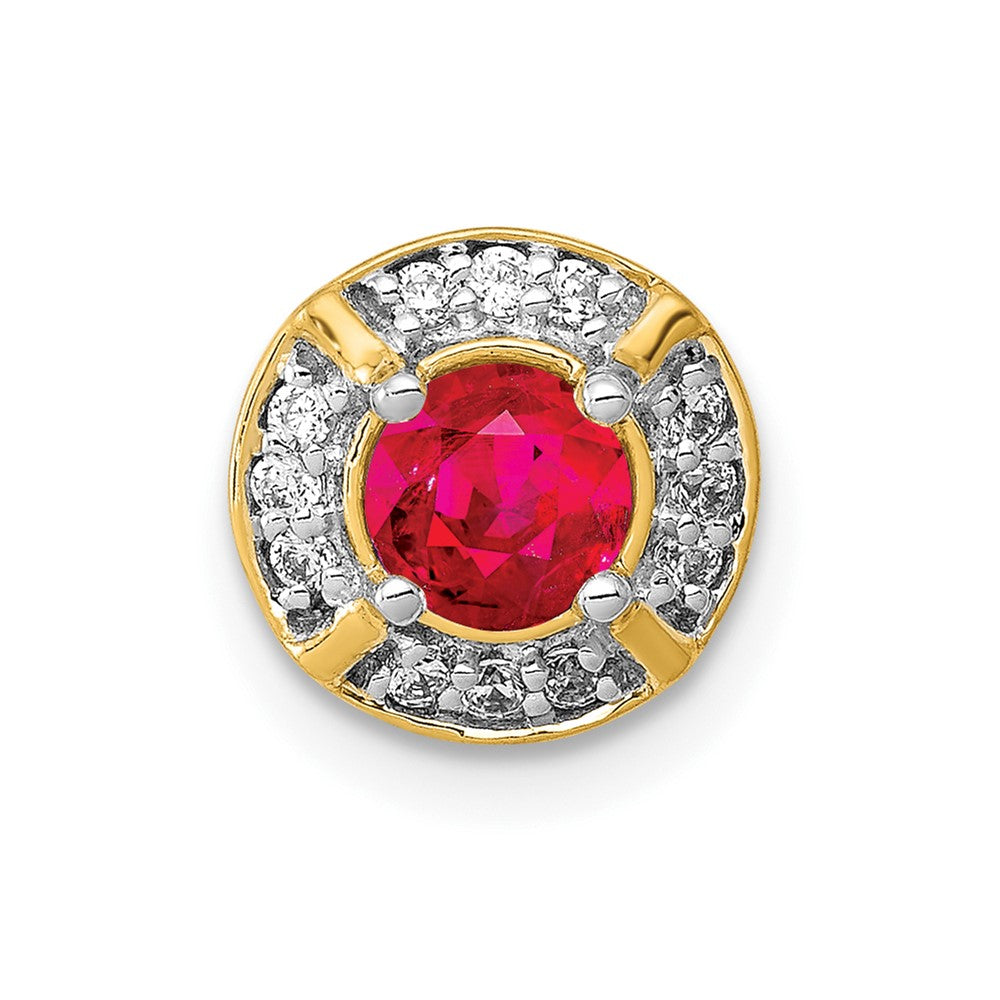 Image of ID 1 14K Yellow Gold Real Diamond and 33 Ruby Fancy Round Chain Slide