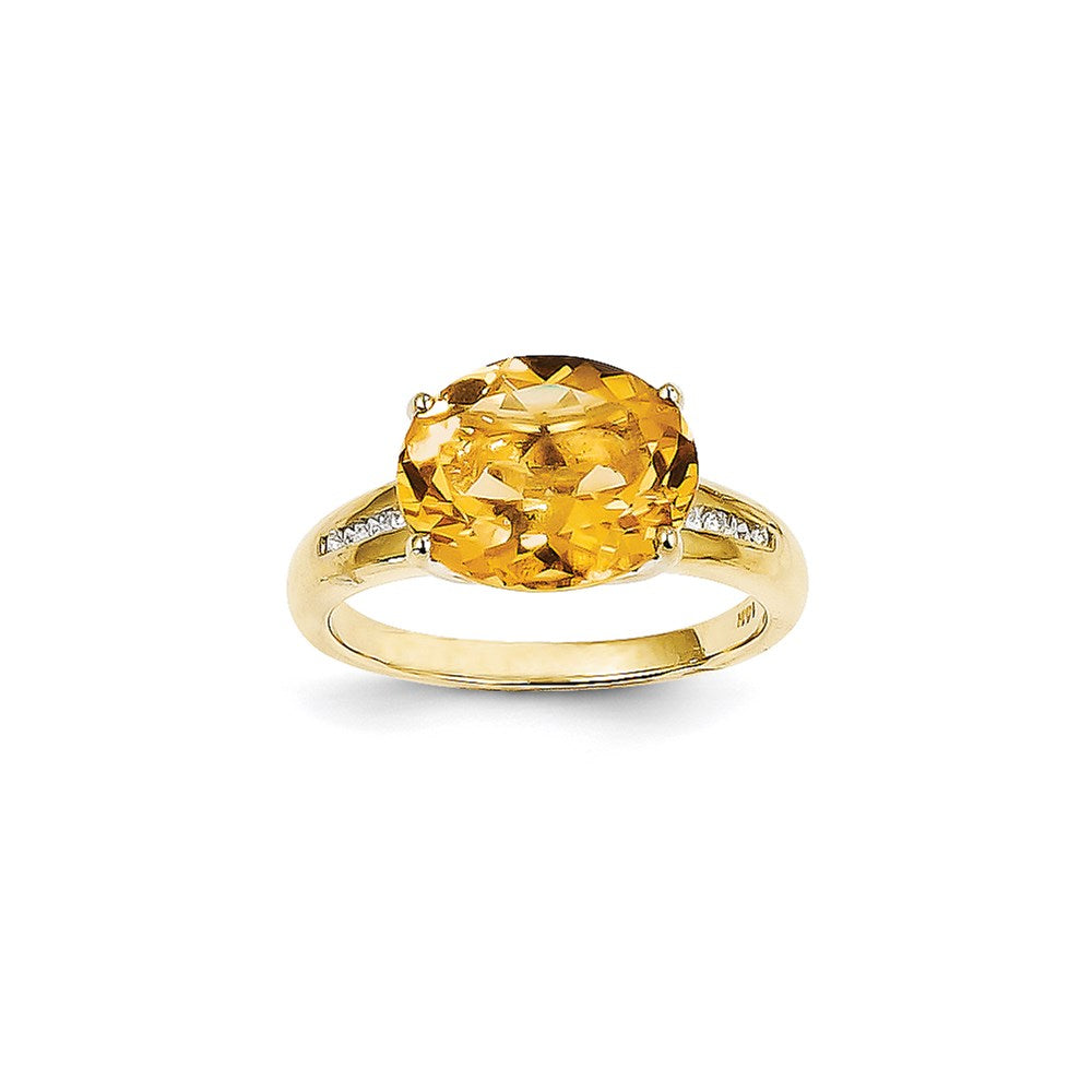 Image of ID 1 14K Yellow Gold Real Diamond and Citrine Oval Ring