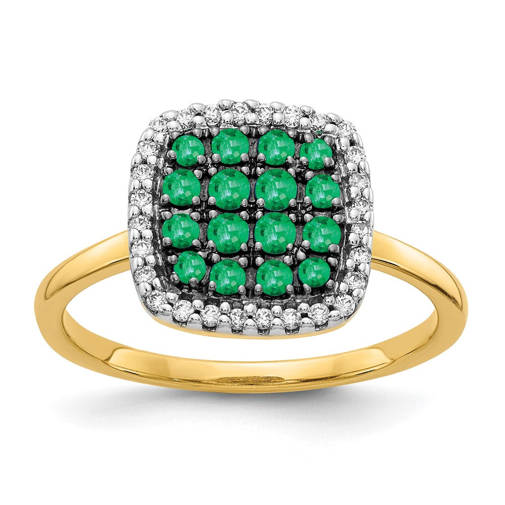 Image of ID 1 14K Yellow Gold Real Diamond and Emerald Ring