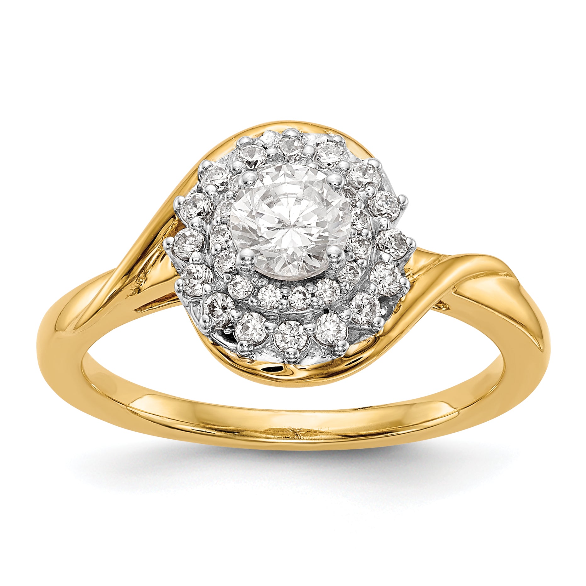 Image of ID 1 14K Yellow Gold Round Simulated Diamond Halo Engagement Ring