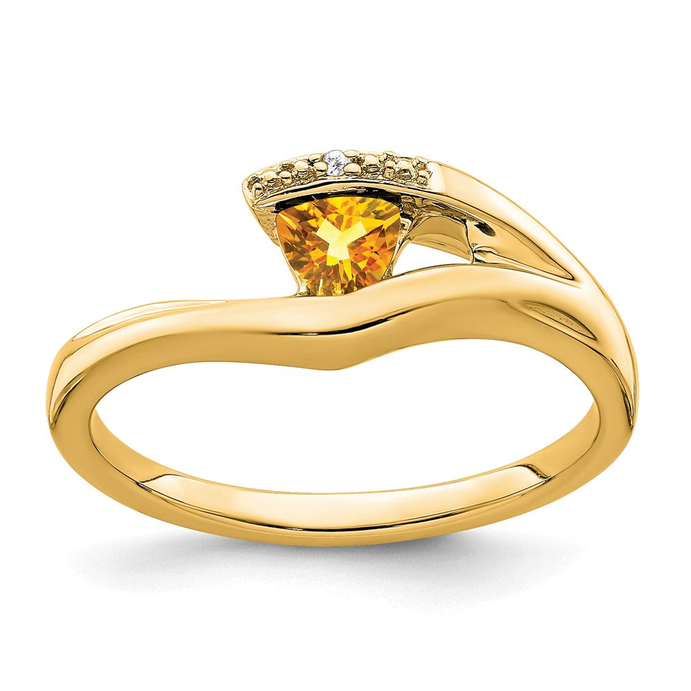 Image of ID 1 14K Yellow Gold Trillion Citrine and Real Diamond Ring
