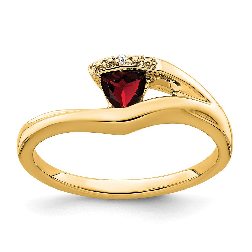 Image of ID 1 14K Yellow Gold Trillion Garnet and Real Diamond Ring