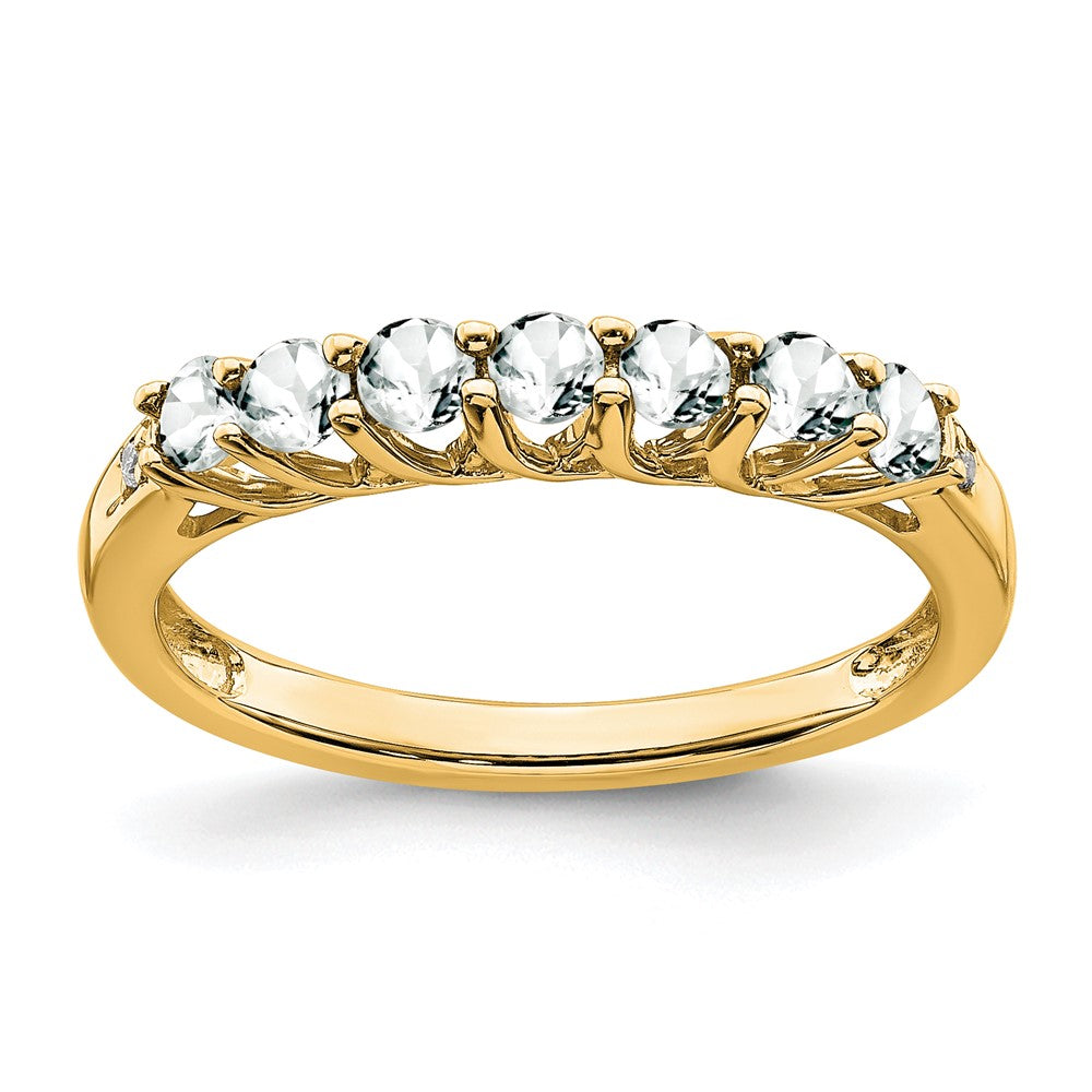 Image of ID 1 14K Yellow Gold White Topaz and Real Diamond 7-stone Ring